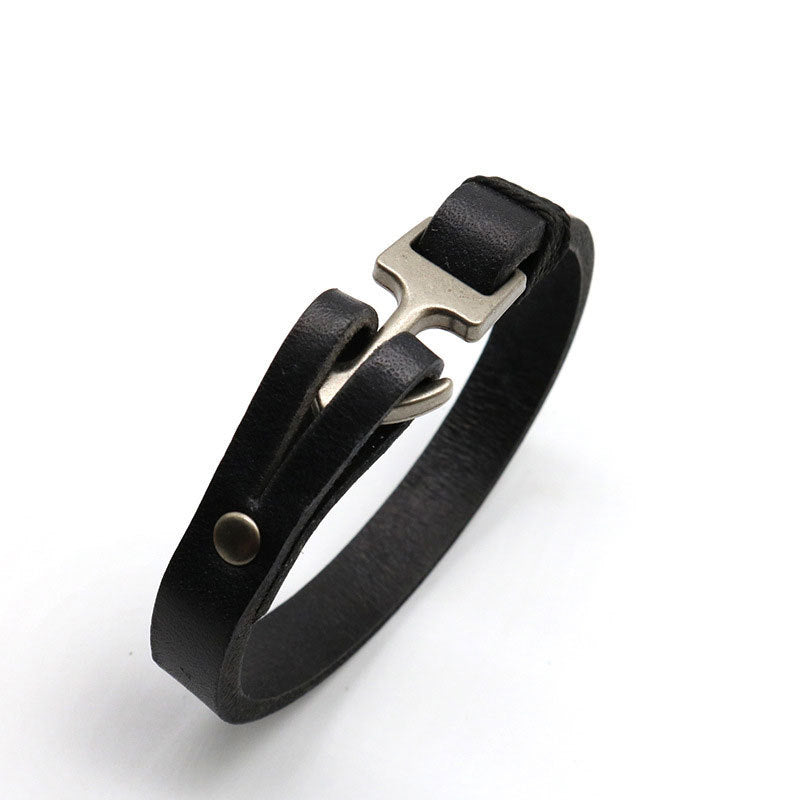 Wholesale Cowhide Smooth Personalized Boat Anchor Woven Bracelet